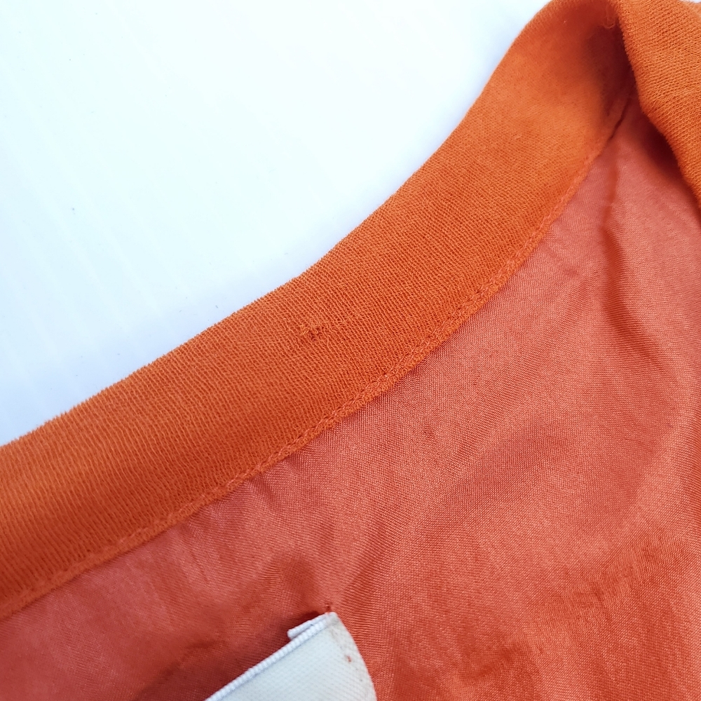 Chloé Orange Draped Ruffled Hem Pleated Dress - Picture 11 of 11